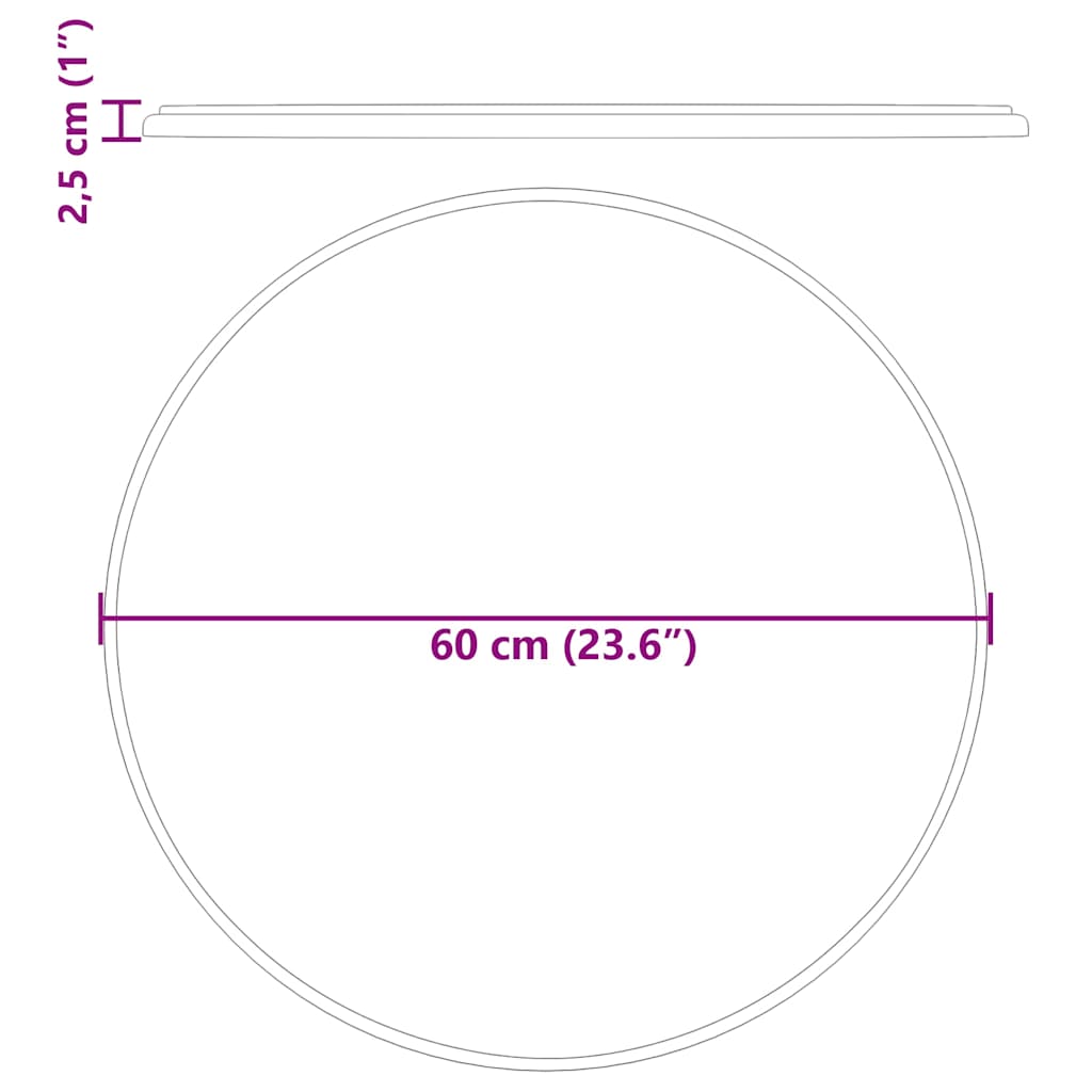 vidaXL Blat do stołu, czarny, Ø60 x 2,5 cm, marmur
