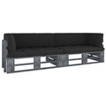 vidaXL Sofa 2-osobowa z palet, z poduszkami, szara, drewno sosnowe