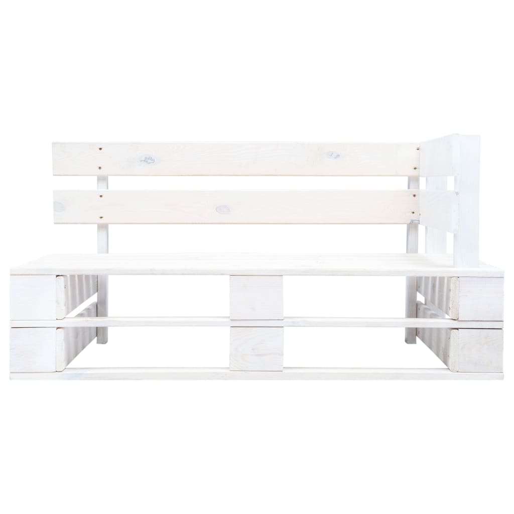 vidaXL Sofa 2-osobowa z palet, z poduszkami, biała, drewno sosnowe