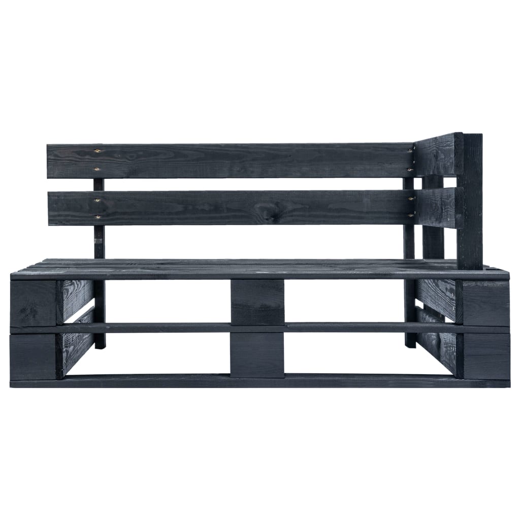 vidaXL Sofa 2-osobowa z palet, z poduszkami, czarna, drewno sosnowe