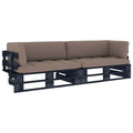 vidaXL Sofa 2-osobowa z palet, z poduszkami, czarna, drewno sosnowe