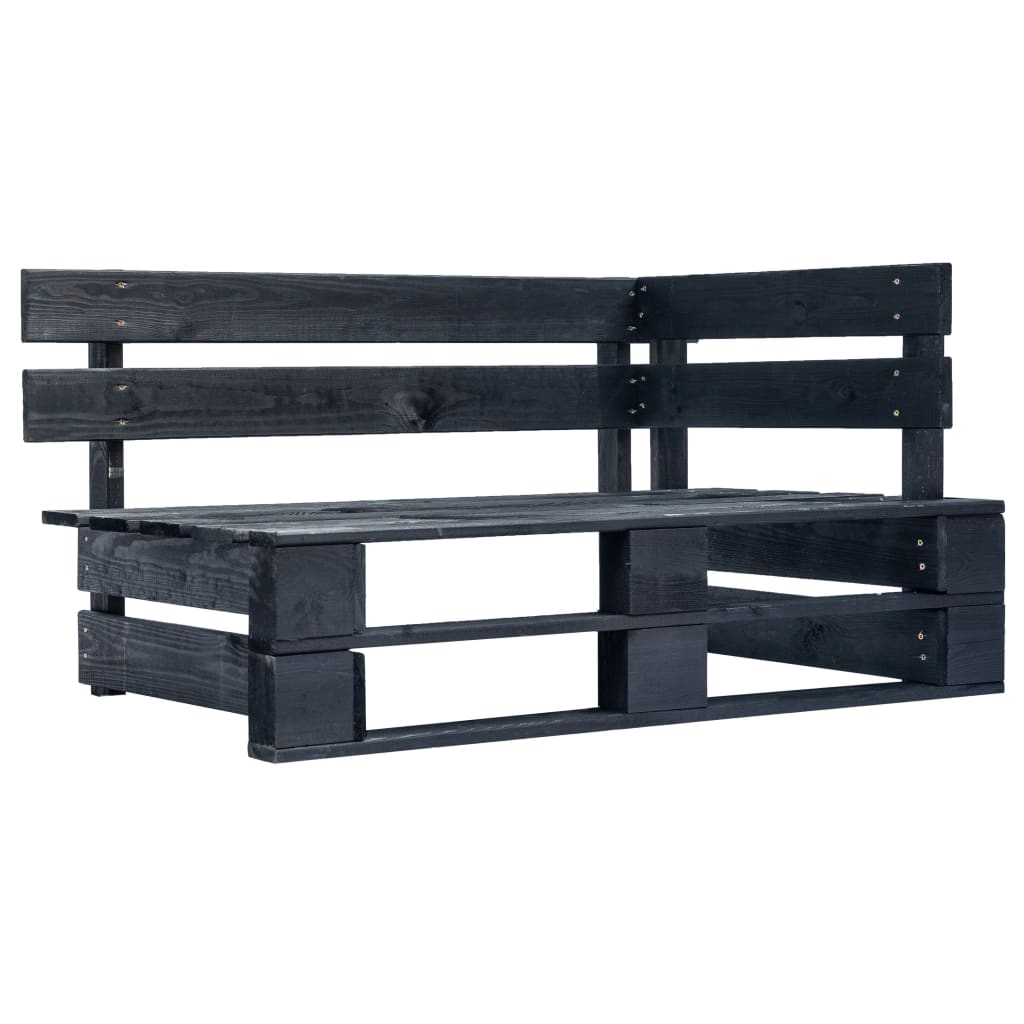 vidaXL Sofa 2-osobowa z palet, z poduszkami, czarna, drewno sosnowe