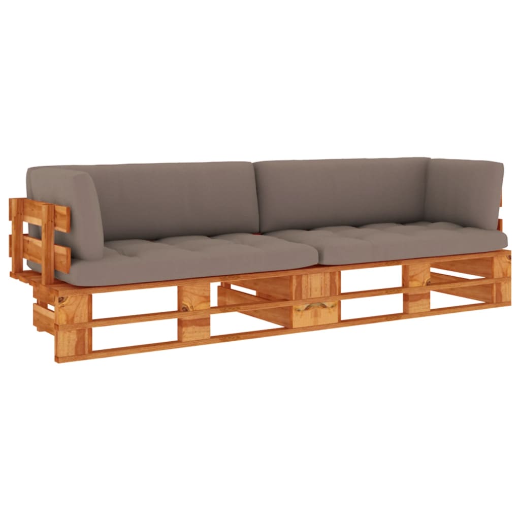 vidaXL Sofa 2-os. z palet, z poduszkami, miodowy brąz, drewno sosnowe