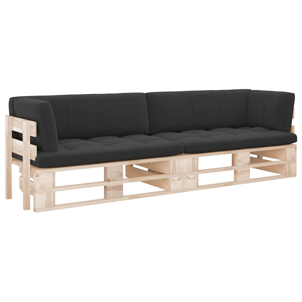 vidaXL Sofa 2-os. z palet, z poduszkami, impregnowane drewno sosnowe
