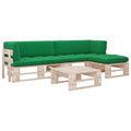 vidaXL 4-cz. zestaw wypoczynkowy z palet, z poduszkami, drewno sosnowe