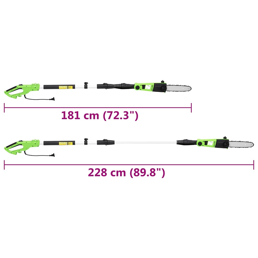 vidaXL Elektryczna piła łańcuchowa, teleskopowy drążek, 25 cm, 710 W