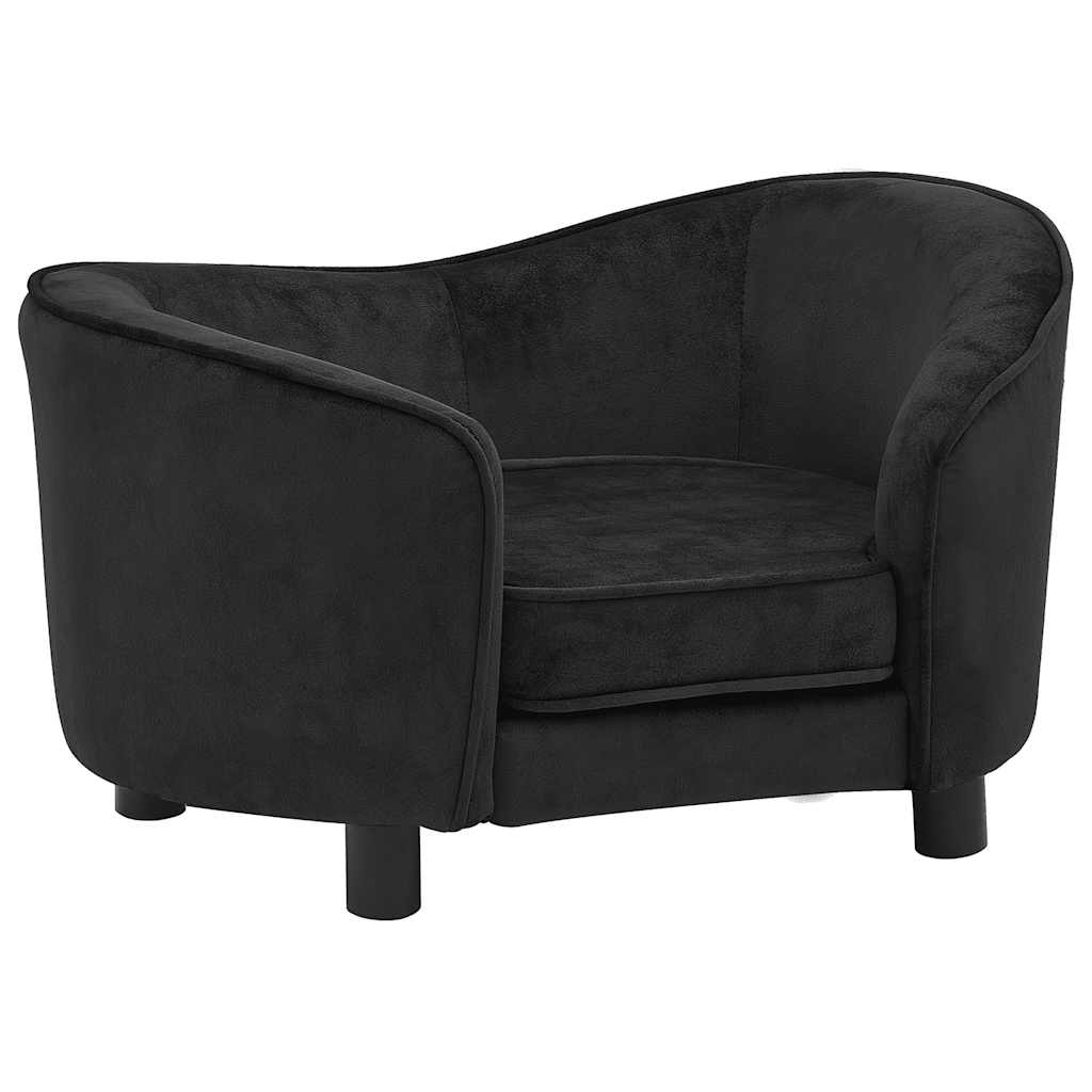 vidaXL Sofa dla psa, czarna, 69x49x40 cm, pluszowa