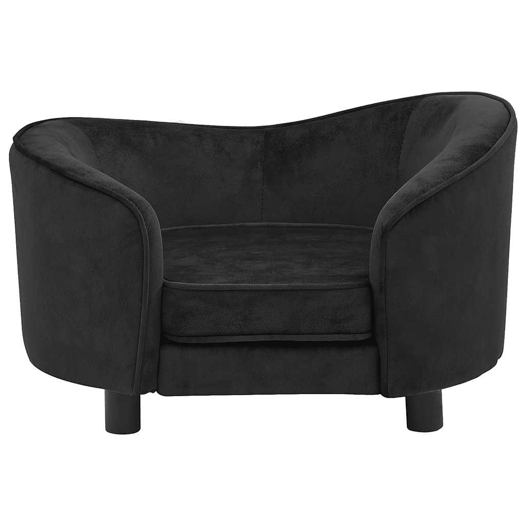 vidaXL Sofa dla psa, czarna, 69x49x40 cm, pluszowa