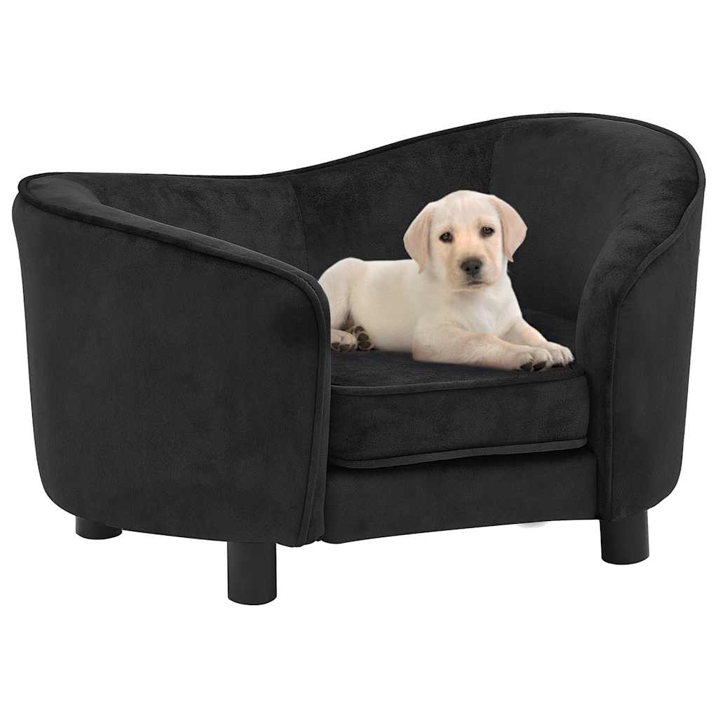 vidaXL Sofa dla psa, czarna, 69x49x40 cm, pluszowa