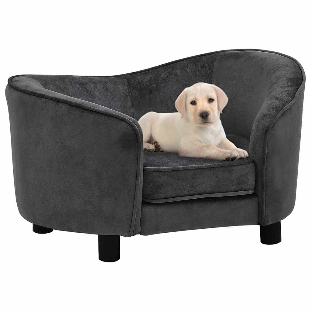 vidaXL Sofa dla psa, ciemnoszara, 69x49x40 cm, pluszowa