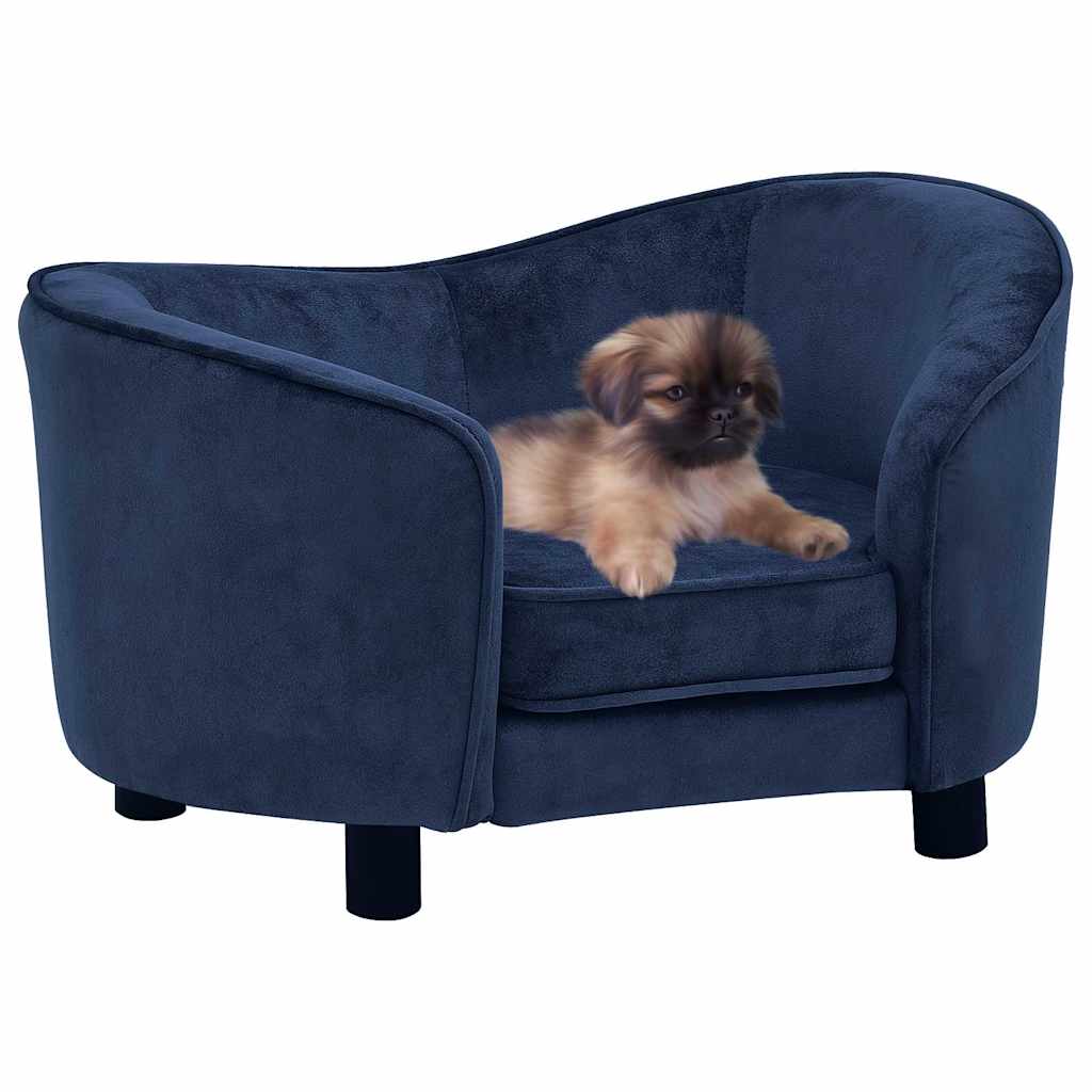 vidaXL Sofa dla psa, niebieska, 69x49x40 cm, pluszowa