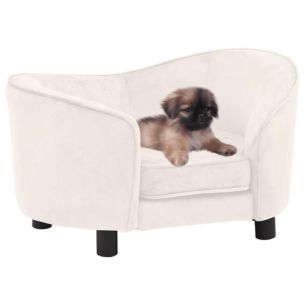 vidaXL Sofa dla psa, kremowa, 69x49x40 cm, pluszowa