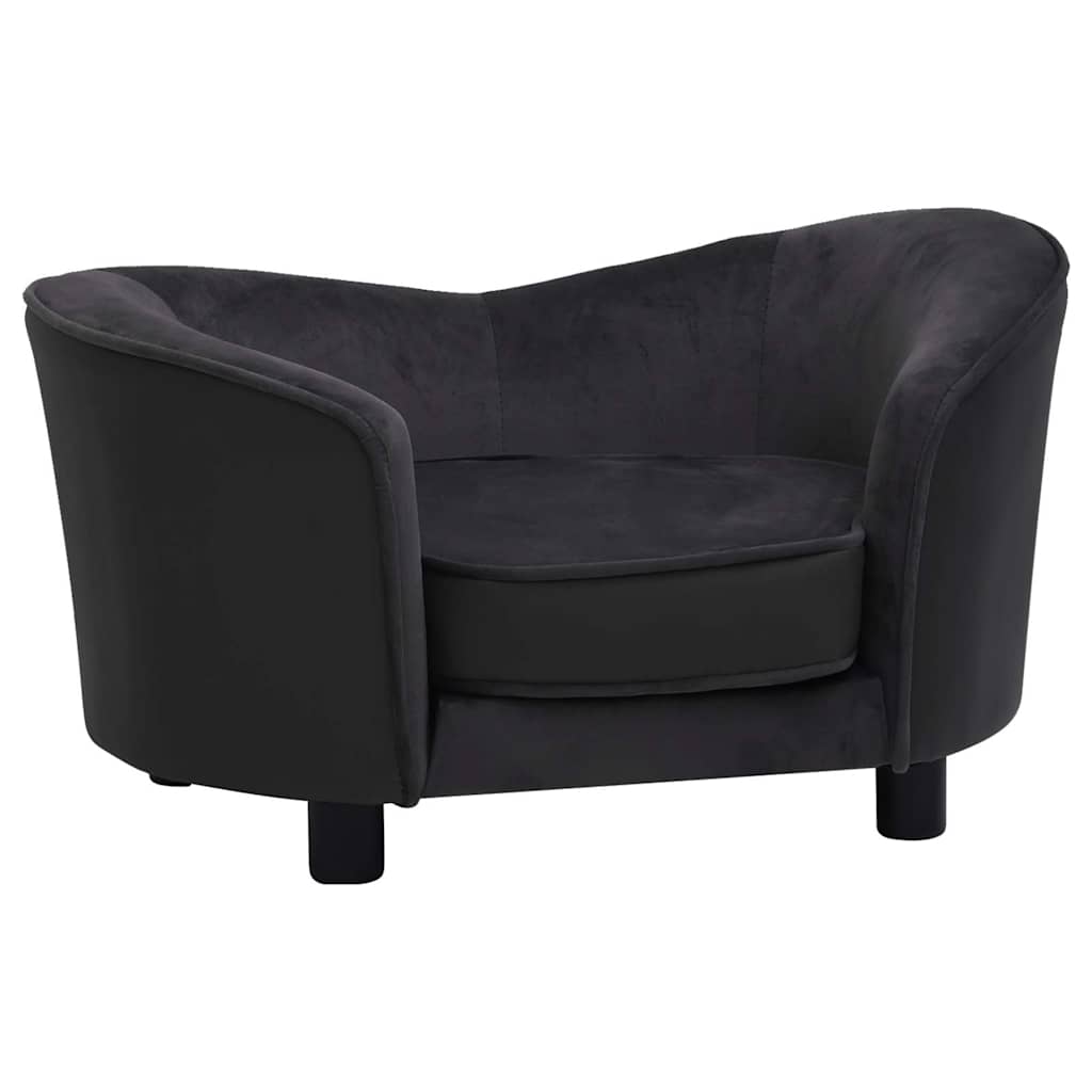 vidaXL Sofa dla psa, czarna, 69x49x40 cm, plusz i sztuczna skóra