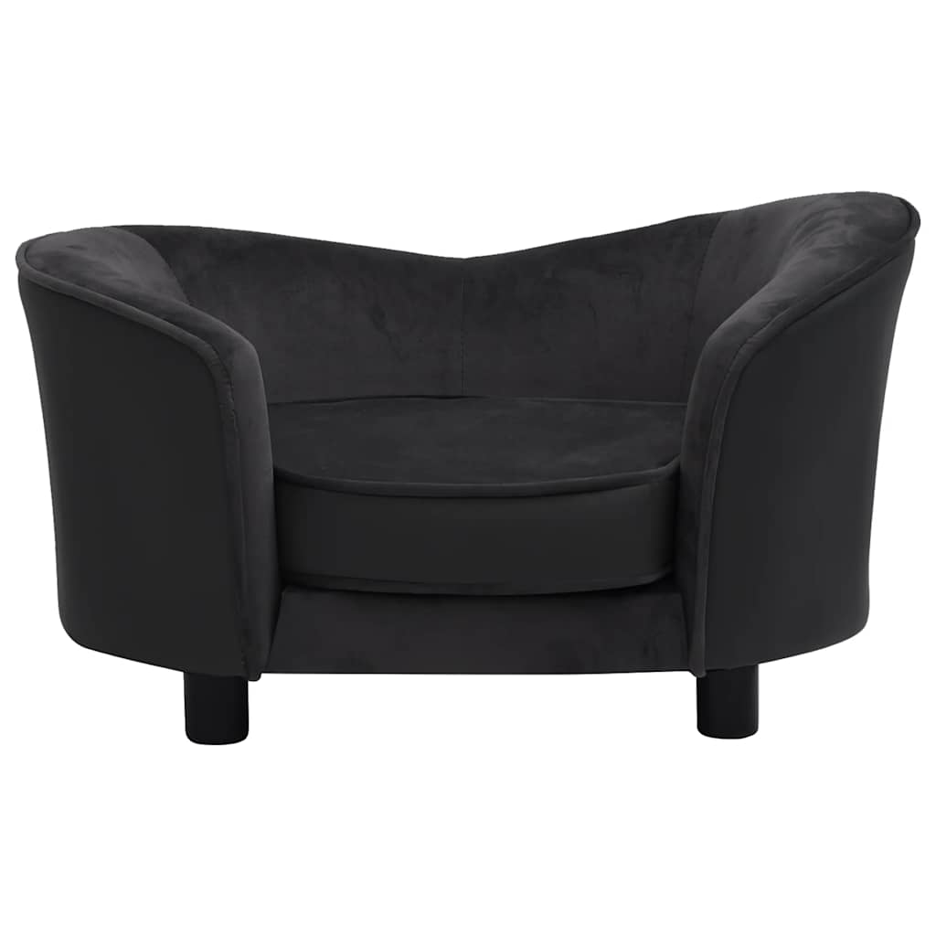 vidaXL Sofa dla psa, czarna, 69x49x40 cm, plusz i sztuczna skóra