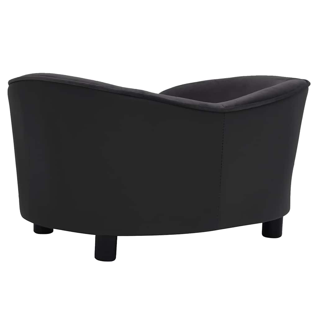 vidaXL Sofa dla psa, czarna, 69x49x40 cm, plusz i sztuczna skóra