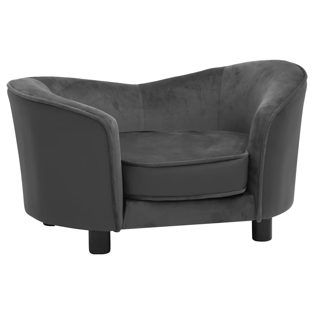 vidaXL Sofa dla psa, ciemnoszara, 69x49x40 cm, plusz i sztuczna skóra