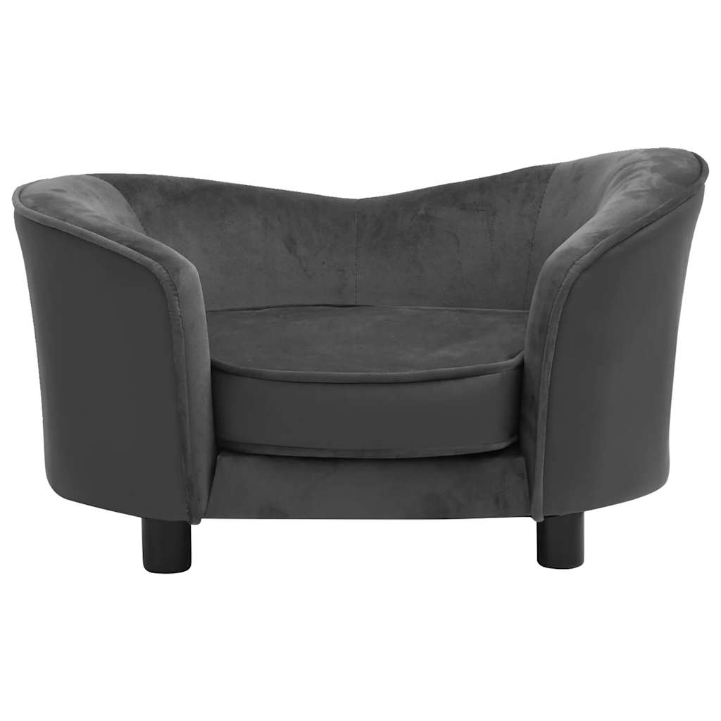 vidaXL Sofa dla psa, ciemnoszara, 69x49x40 cm, plusz i sztuczna skóra