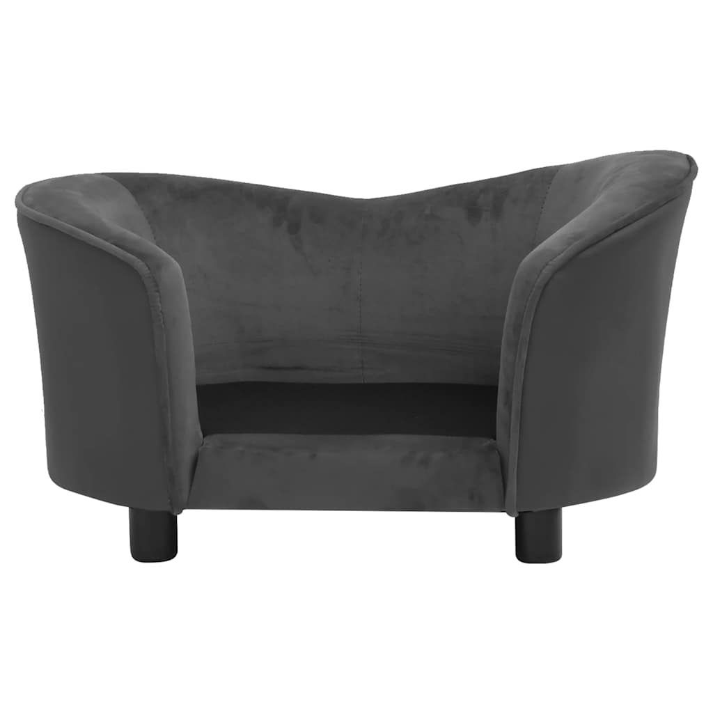 vidaXL Sofa dla psa, ciemnoszara, 69x49x40 cm, plusz i sztuczna skóra