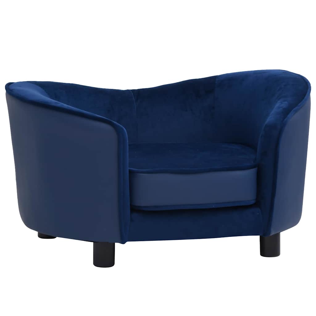 vidaXL Sofa dla psa, niebieska, 69x49x40 cm, plusz i sztuczna skóra