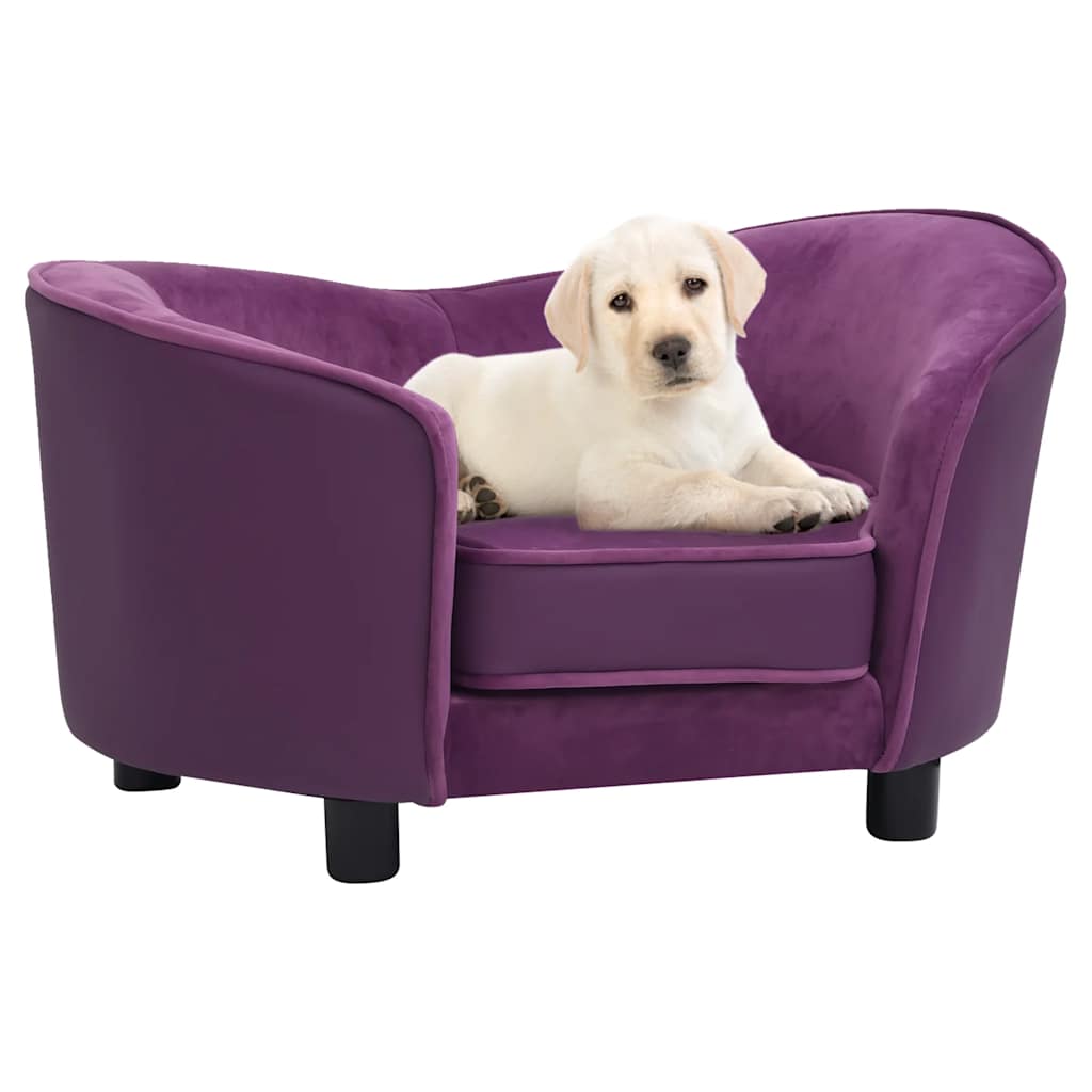 vidaXL Sofa dla psa, burgundowa, 69x49x40 cm, plusz i sztuczna skóra