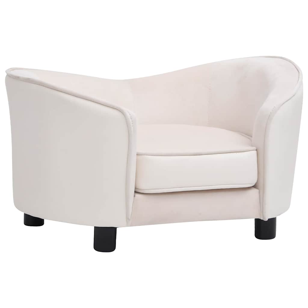 vidaXL Sofa dla psa, kremowa, 69x49x40 cm, plusz i sztuczna skóra