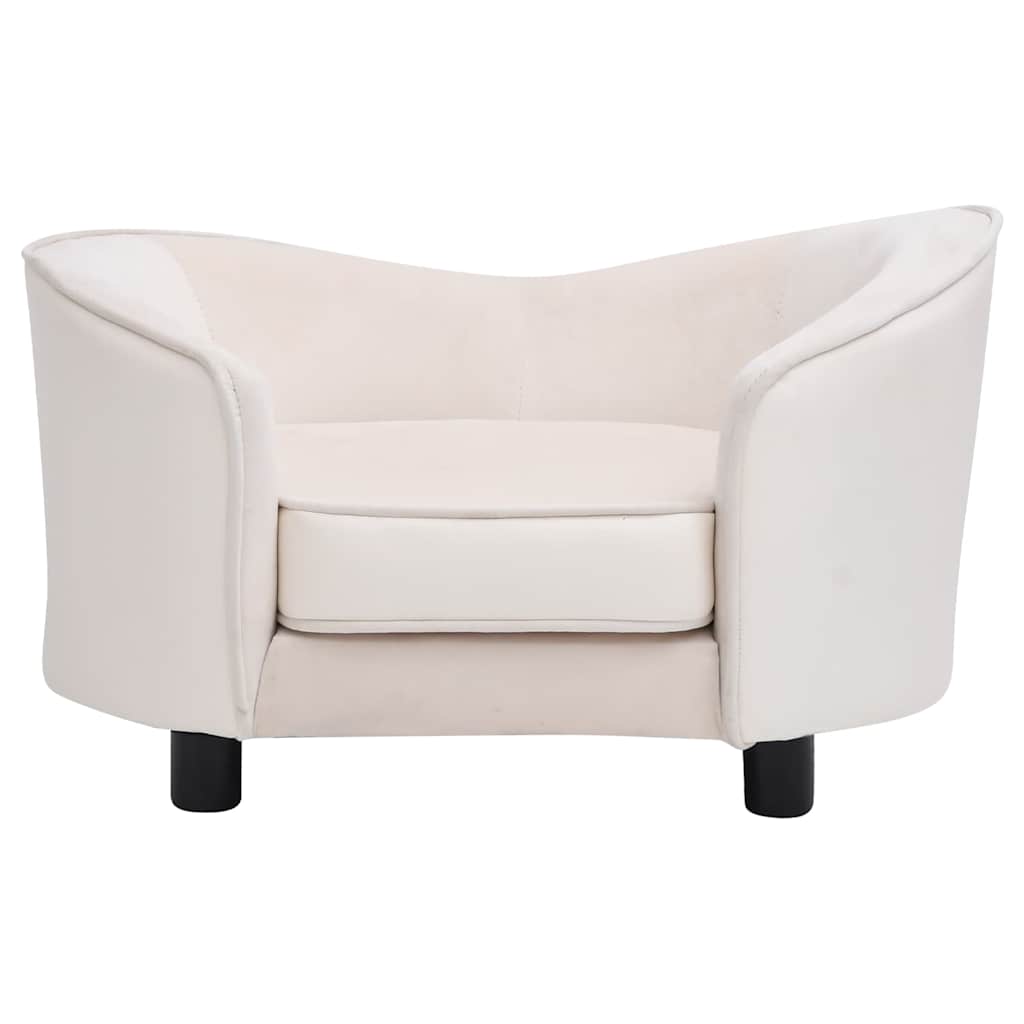 vidaXL Sofa dla psa, kremowa, 69x49x40 cm, plusz i sztuczna skóra