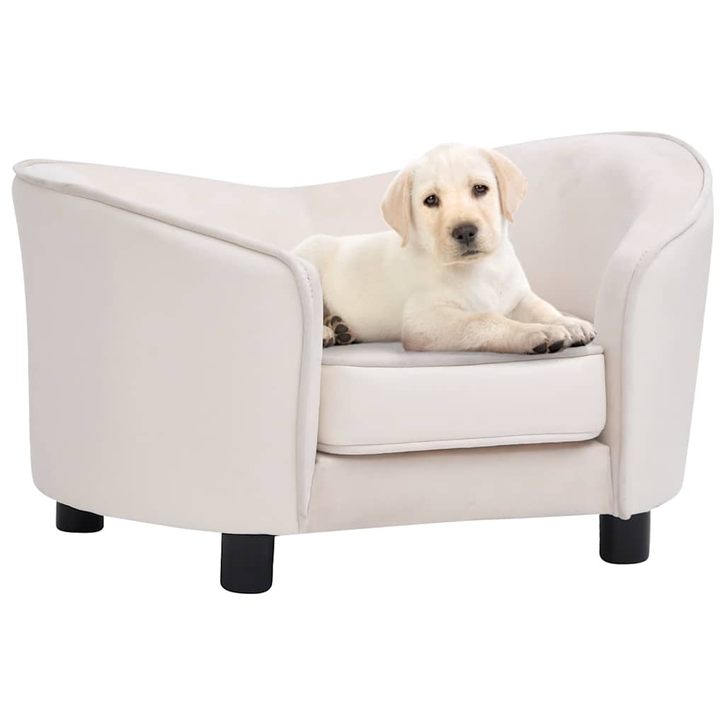 vidaXL Sofa dla psa, kremowa, 69x49x40 cm, plusz i sztuczna skóra