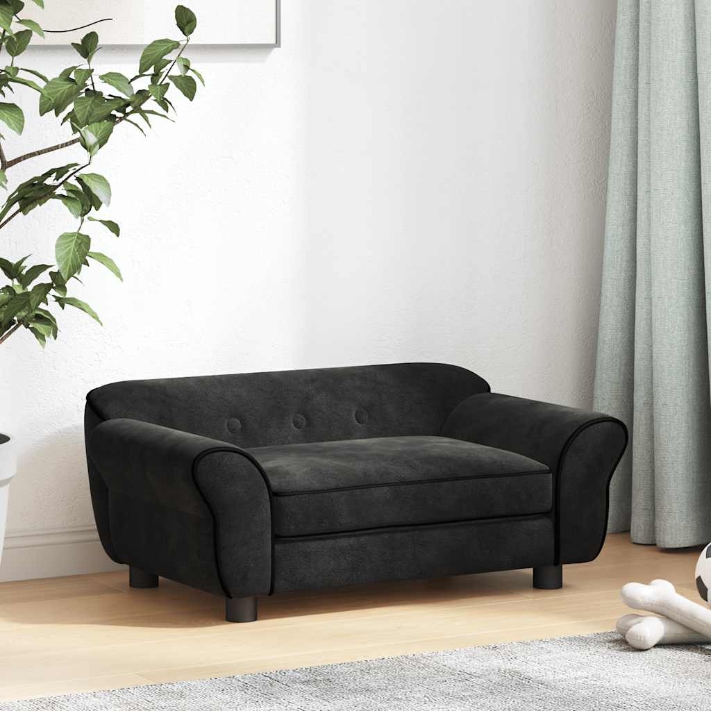 vidaXL Sofa dla psa, czarna, 72x45x30 cm, pluszowa
