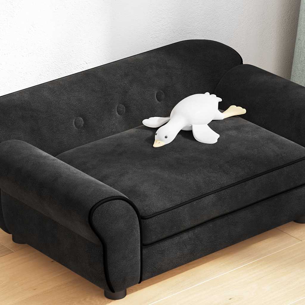 vidaXL Sofa dla psa, czarna, 72x45x30 cm, pluszowa