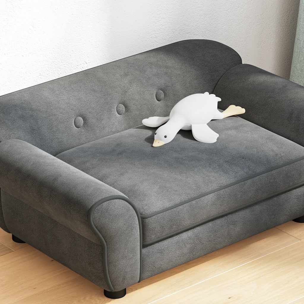 vidaXL Sofa dla psa, ciemnoszara, 72x45x30 cm, pluszowa
