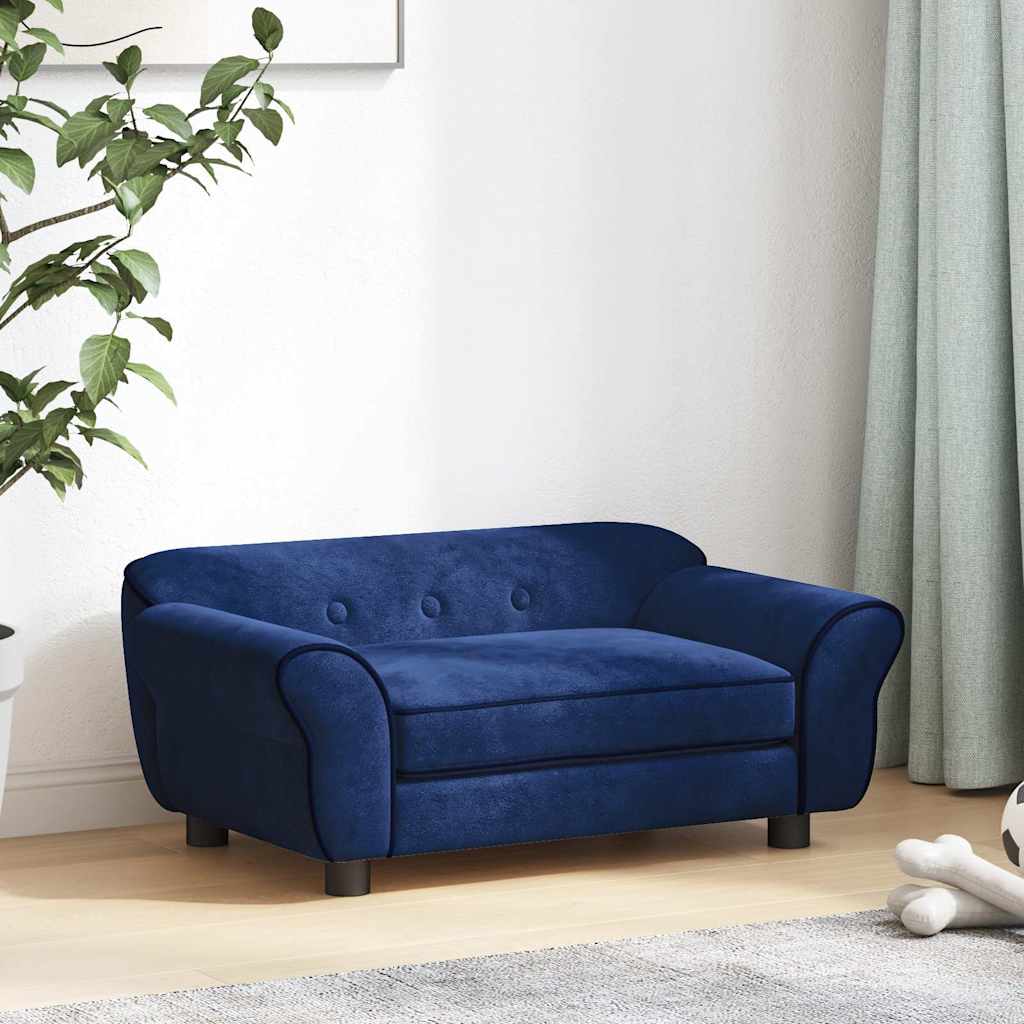 vidaXL Sofa dla psa, niebieska, 72x45x30 cm, pluszowa