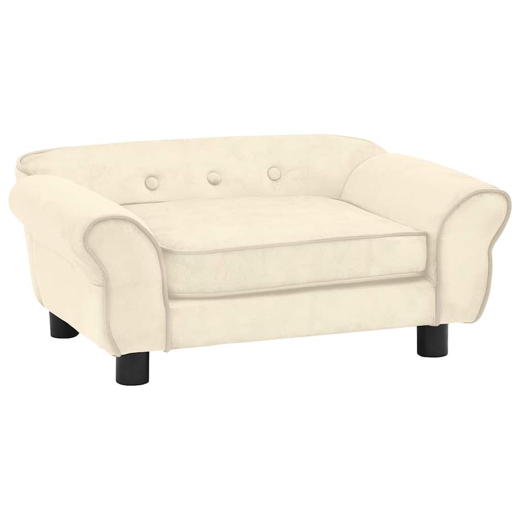 vidaXL Sofa dla psa, kremowa, 72x45x30 cm, pluszowa
