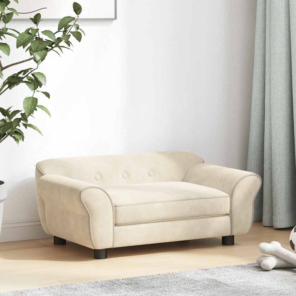 vidaXL Sofa dla psa, kremowa, 72x45x30 cm, pluszowa