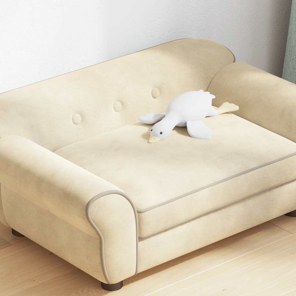 vidaXL Sofa dla psa, kremowa, 72x45x30 cm, pluszowa