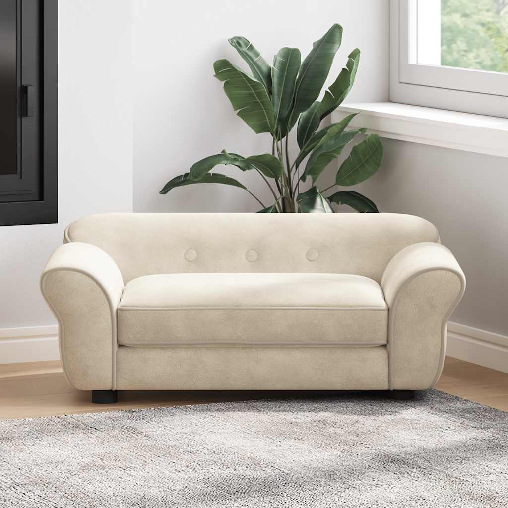 vidaXL Sofa dla psa, kremowa, 72x45x30 cm, pluszowa