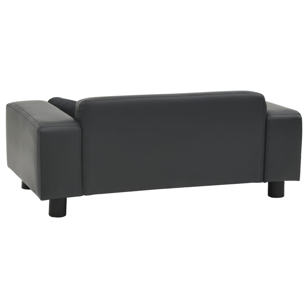 vidaXL Sofa dla psa, ciemnoszara, 81x43x31 cm, plusz i sztuczna skóra