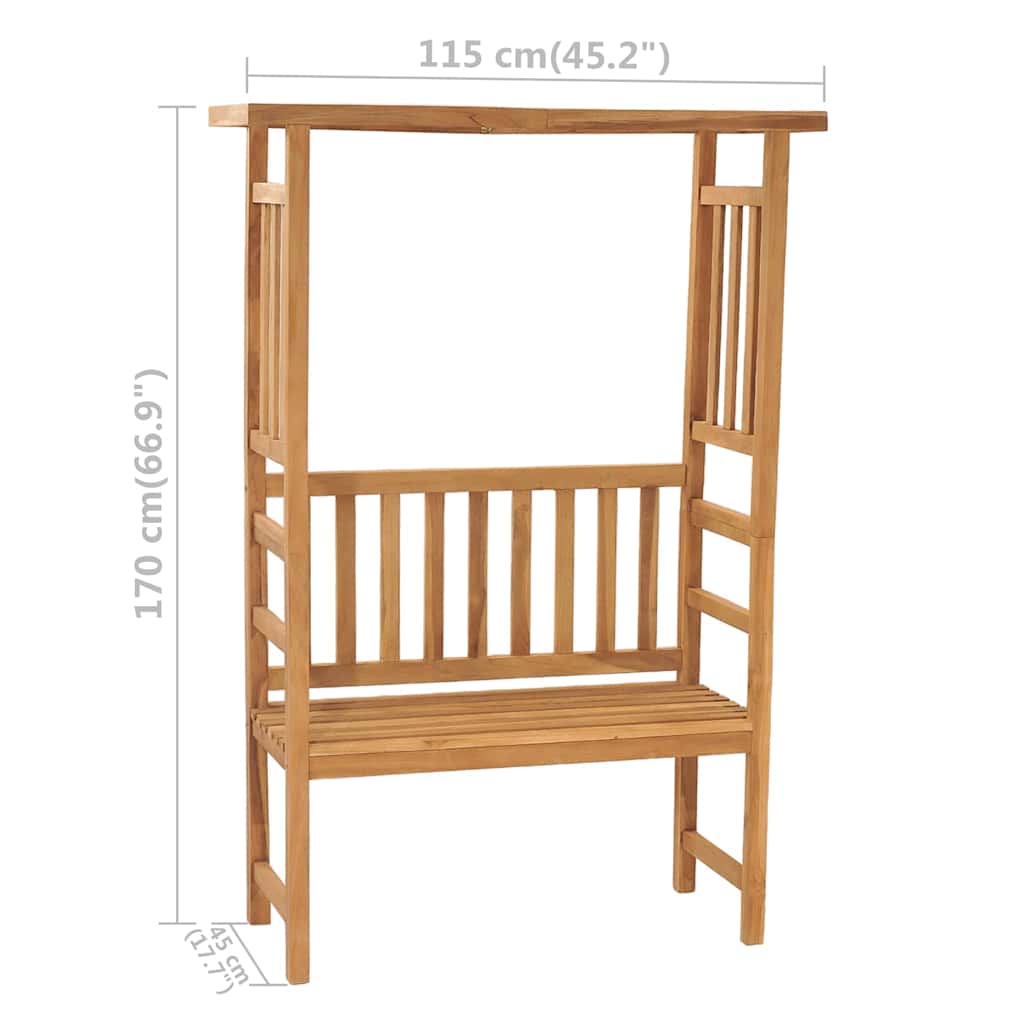 vidaXL Ławka ogrodowa z pergolą, 115 cm, lite drewno tekowe