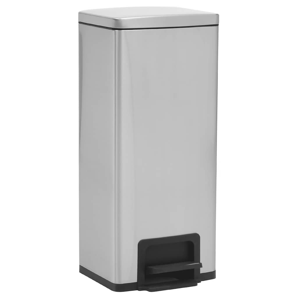 vidaXL Kosz na śmieci z pedałem, bezdotykowy, 30 L, srebrny, stal