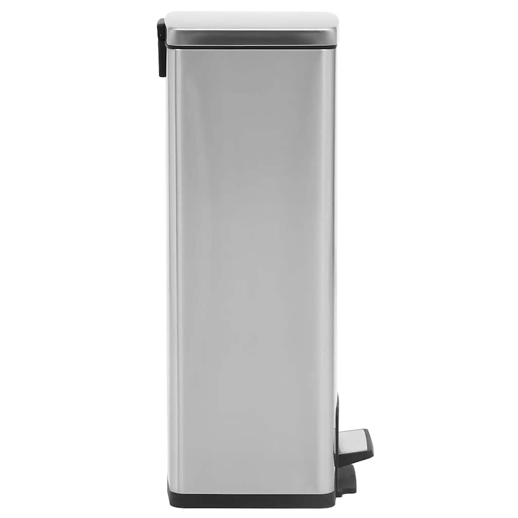 vidaXL Kosz na śmieci z pedałem, bezdotykowy, 30 L, srebrny, stal