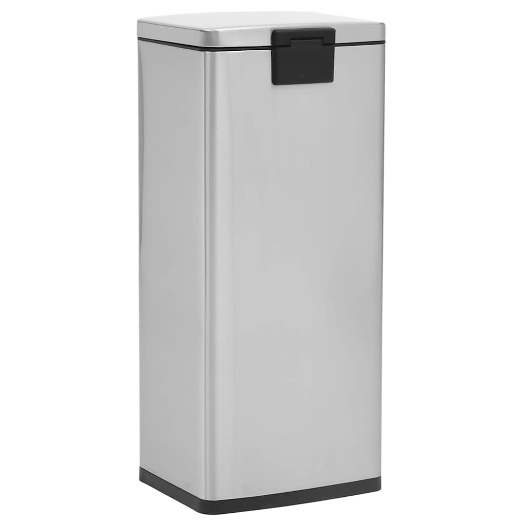 vidaXL Kosz na śmieci z pedałem, bezdotykowy, 30 L, srebrny, stal