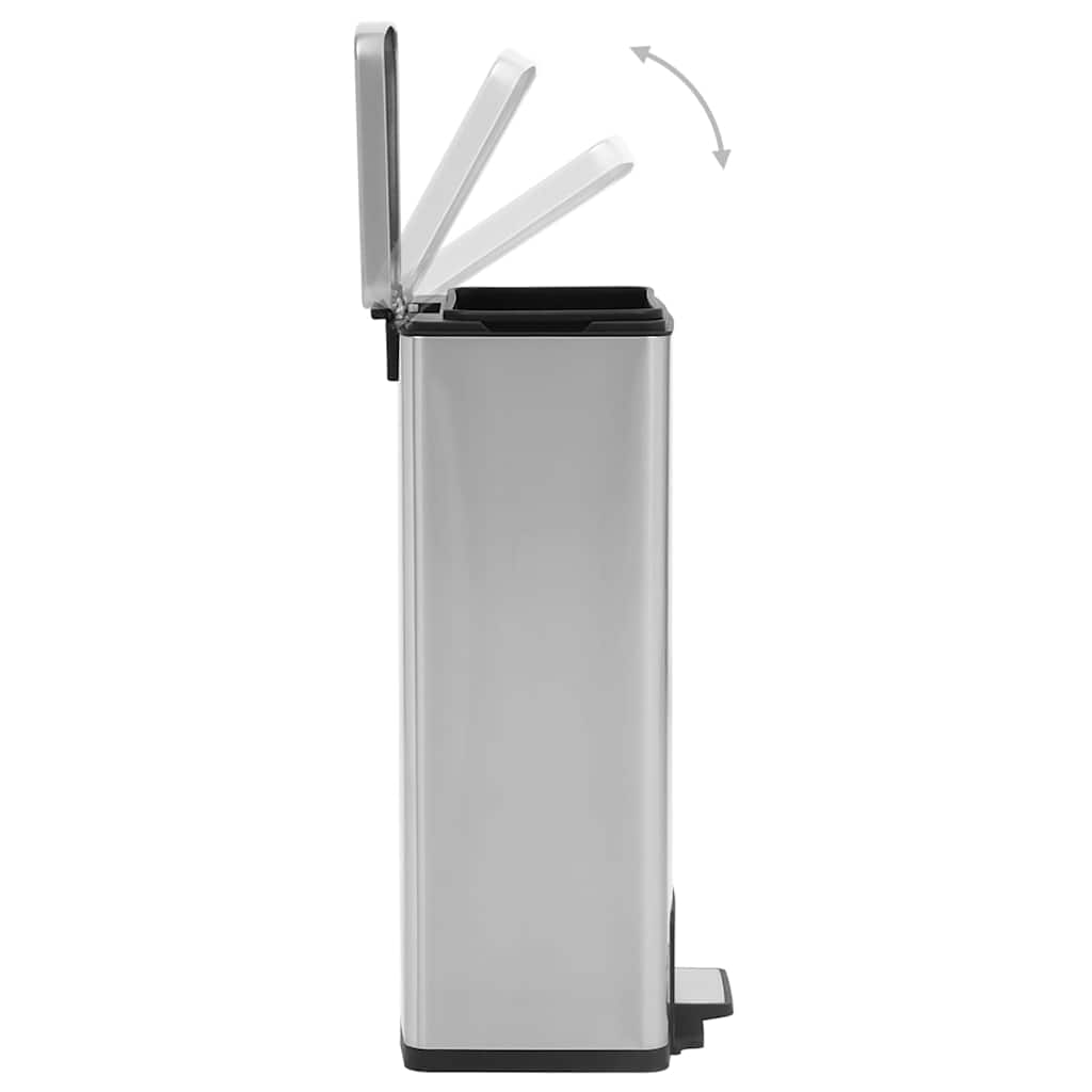 vidaXL Kosz na śmieci z pedałem, bezdotykowy, 30 L, srebrny, stal