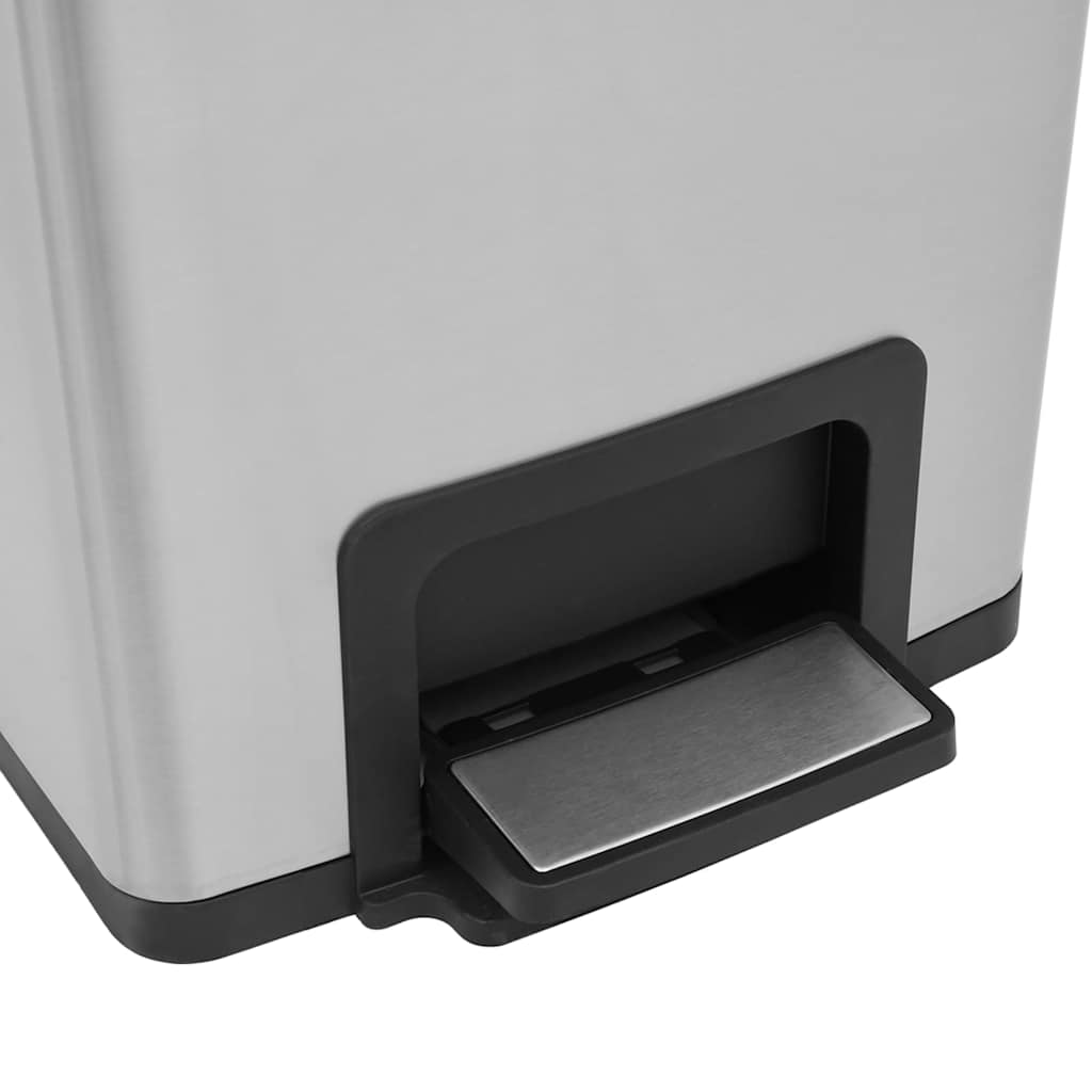 vidaXL Kosz na śmieci z pedałem, bezdotykowy, 30 L, srebrny, stal