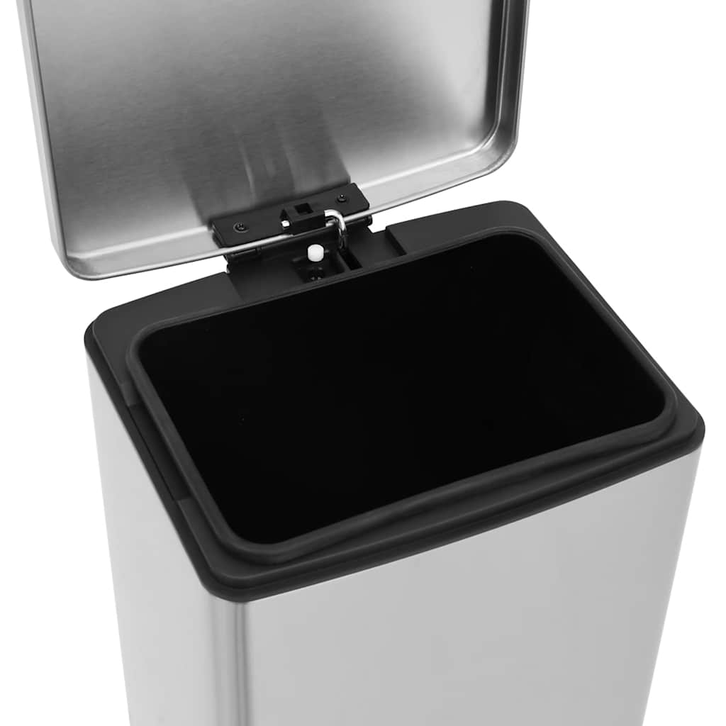 vidaXL Kosz na śmieci z pedałem, bezdotykowy, 30 L, srebrny, stal