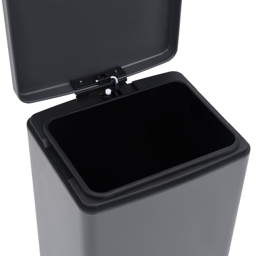 vidaXL Kosz na śmieci z pedałem, bezdotykowy, 30 L, szary, stal