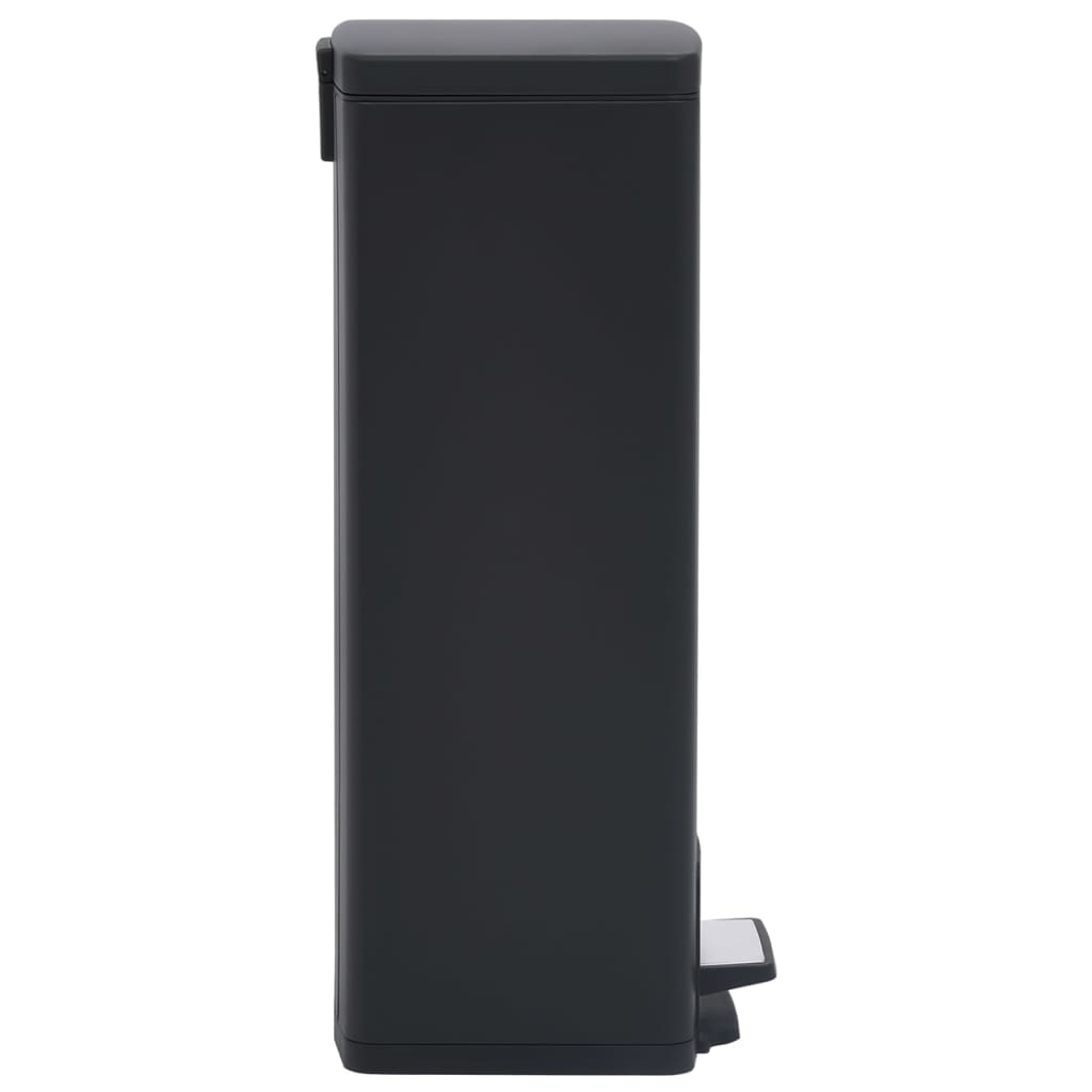 vidaXL Kosz na śmieci z pedałem, bezdotykowy, 30 L, czarny, stal