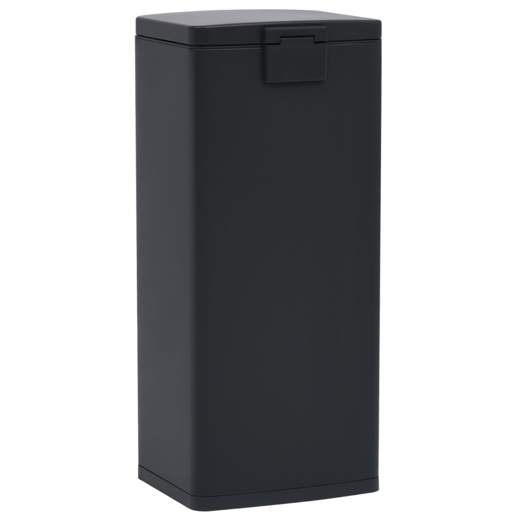 vidaXL Kosz na śmieci z pedałem, bezdotykowy, 30 L, czarny, stal