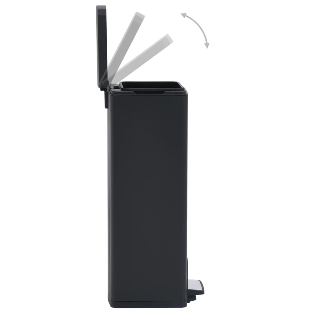 vidaXL Kosz na śmieci z pedałem, bezdotykowy, 30 L, czarny, stal