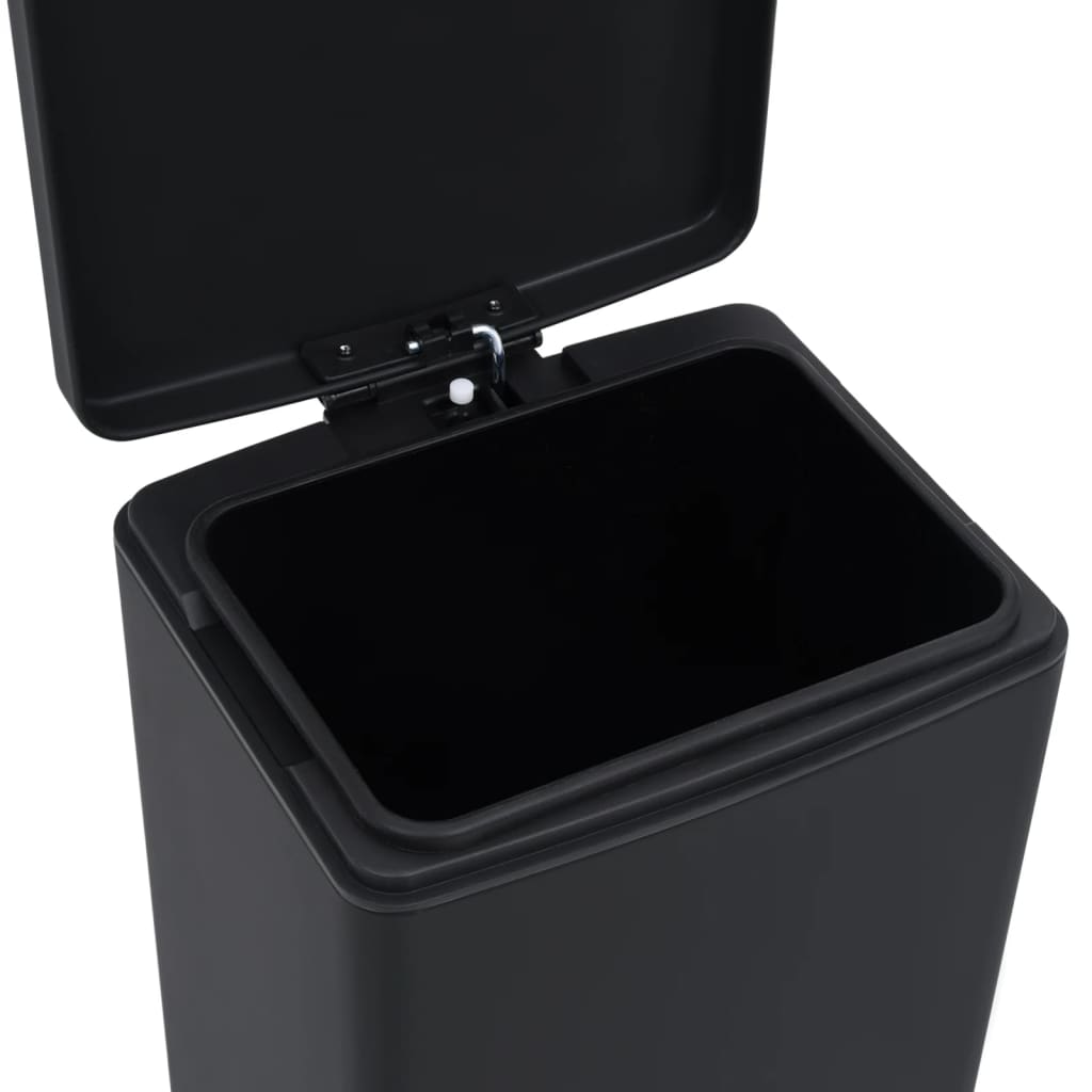 vidaXL Kosz na śmieci z pedałem, bezdotykowy, 30 L, czarny, stal