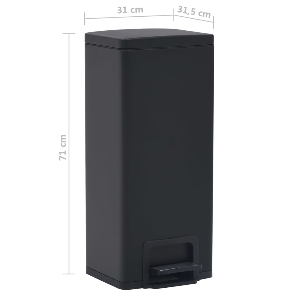 vidaXL Kosz na śmieci z pedałem, bezdotykowy, 30 L, czarny, stal