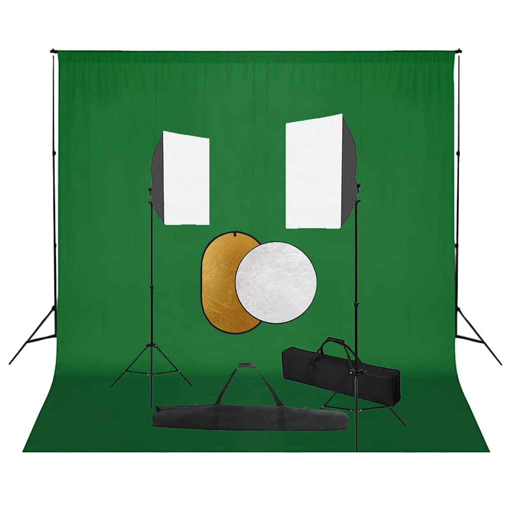 vidaXL Zestaw studyjny z lampami softbox, tłem i blendami